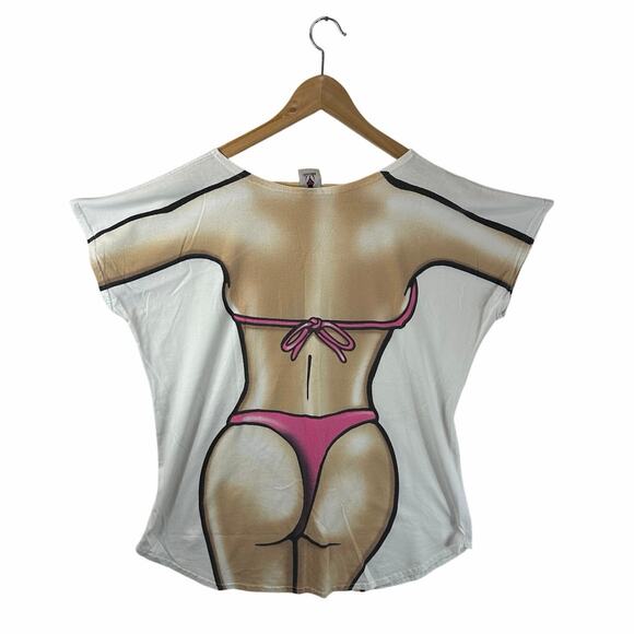Vintage Body Dreams Tee Bikini Hot Bod Beach Cover Shirt Costume Humor OSFM - Picture 2 of 9